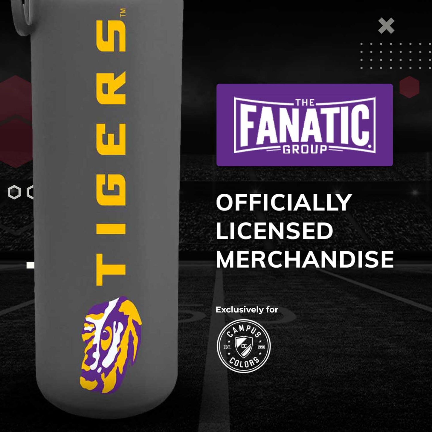 LSU Tigers NCAA Stainless Steel Water Bottle - Sport Gray