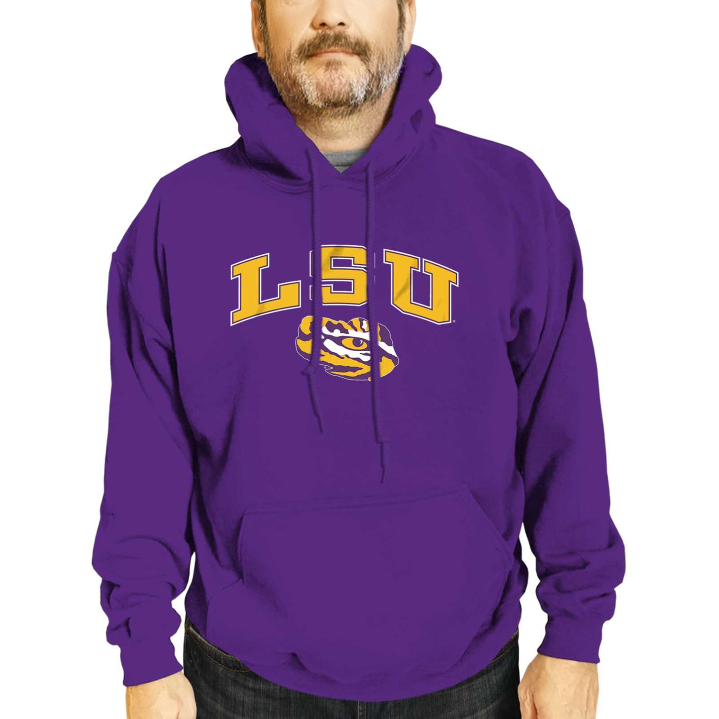 LSU Tigers Adult Arch & Logo Soft Style Gameday Hooded Sweatshirt - Purple