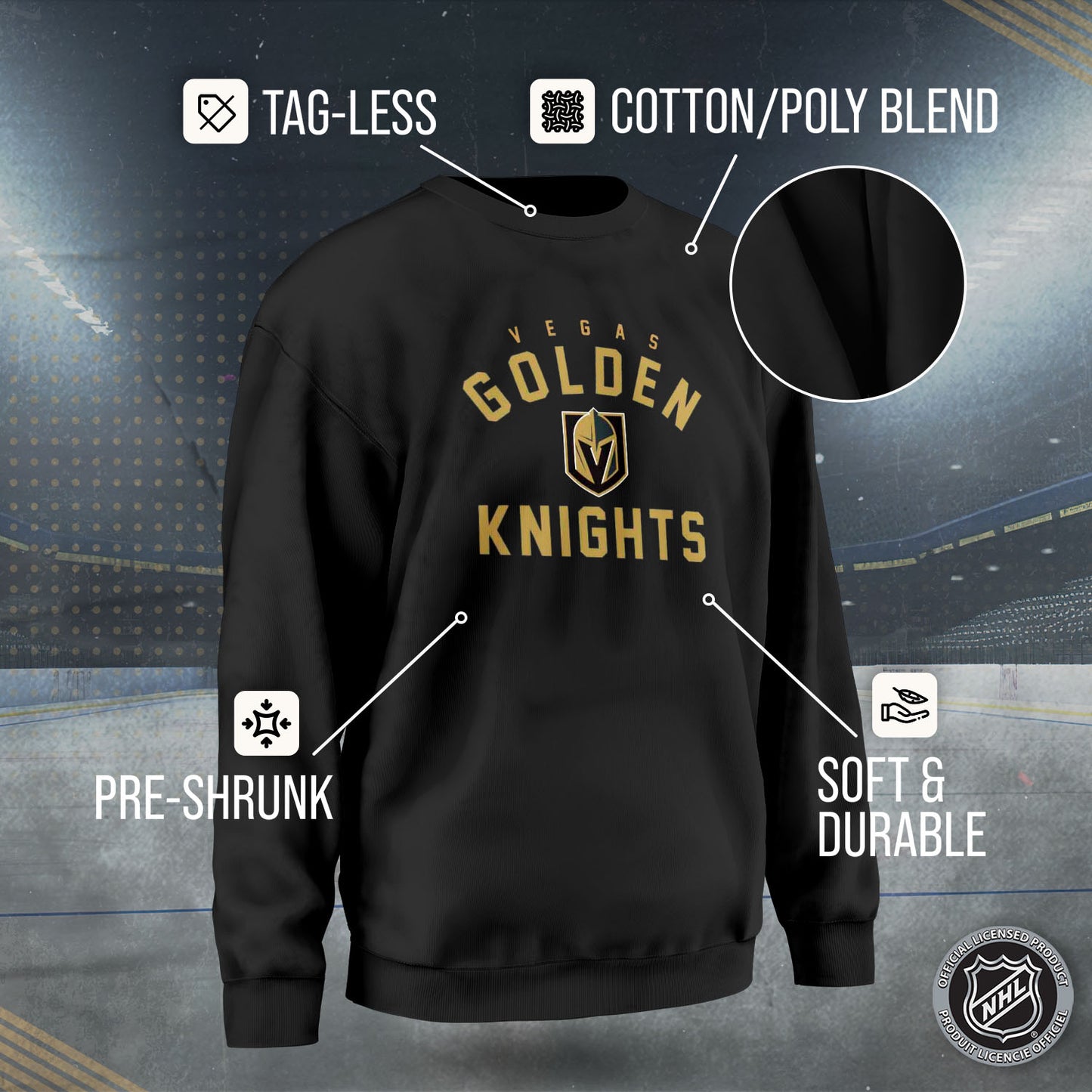 Las Vegas Golden Knights Adult NHL Gameday Crewneck Sweatshirt - Black