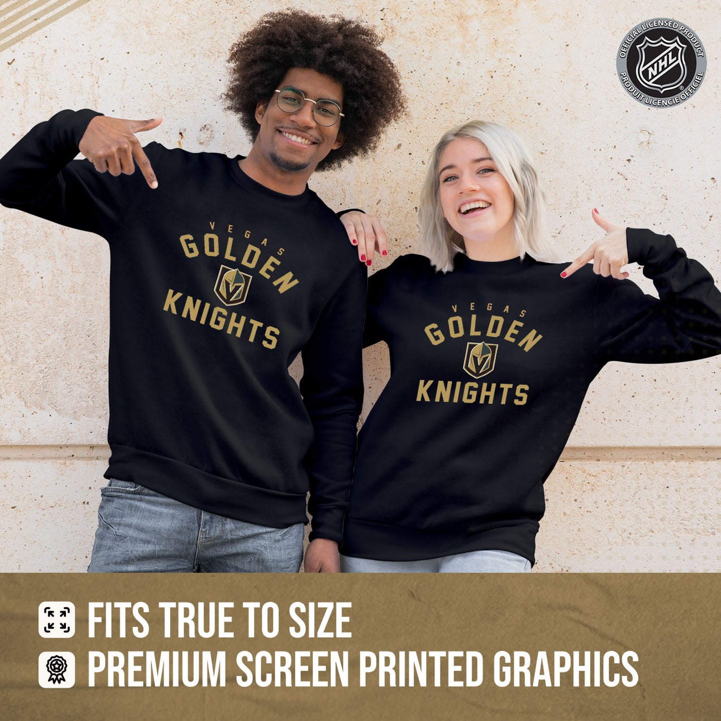Las Vegas Golden Knights Adult NHL Gameday Crewneck Sweatshirt - Black