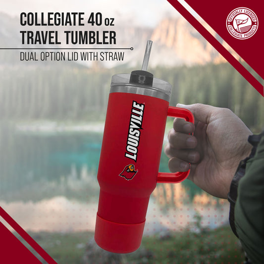 Louisville Cardinals College & University 40 oz Travel Tumbler With Handle - Red