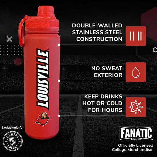 Louisville Cardinals NCAA Stainless Steel Water Bottle - Red