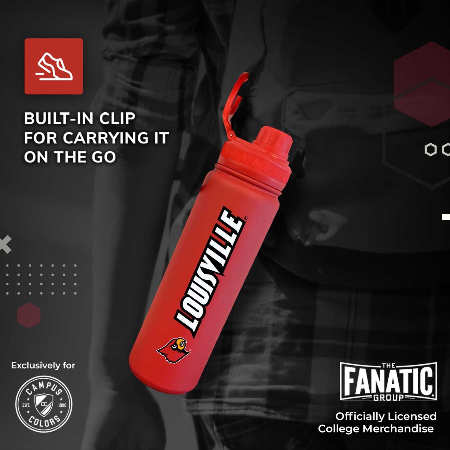 Louisville Cardinals NCAA Stainless Steel Water Bottle - Red