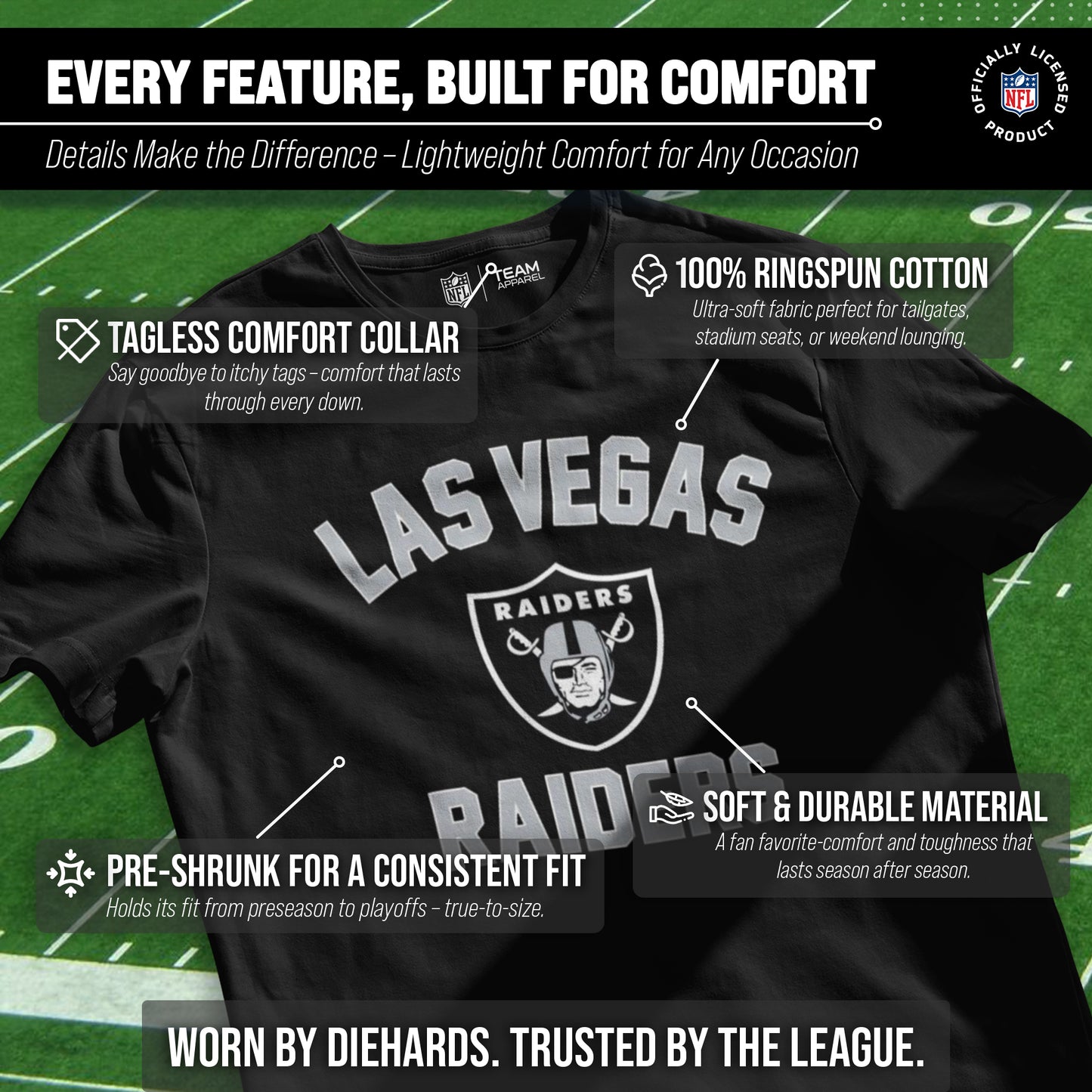 Las Vegas Raiders NFL Adult Gameday T-Shirt - Black