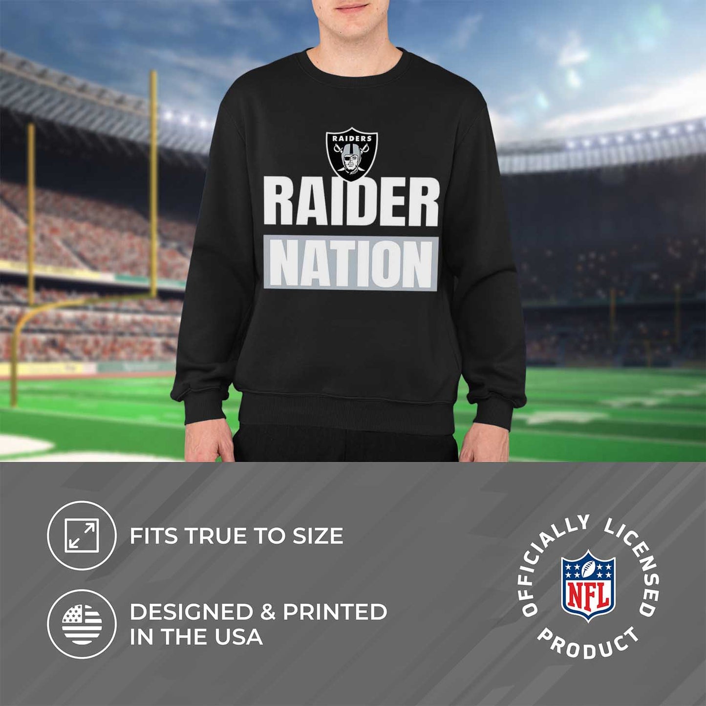 Las Vegas Raiders NFL Adult Slogan Crewneck Sweatshirt - Black
