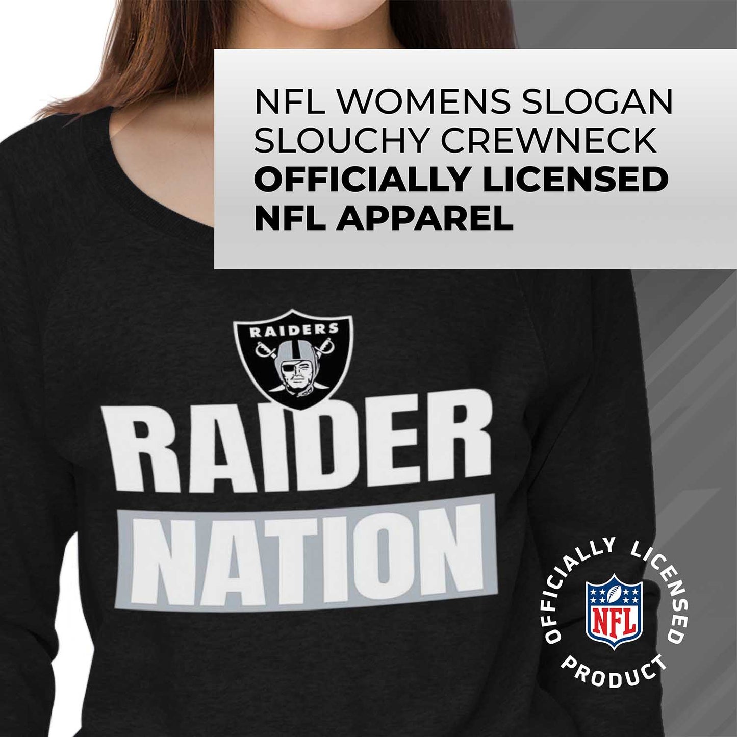 Las Vegas Raiders NFL Womens Plus Size Team Slogan Crew Neck - Black