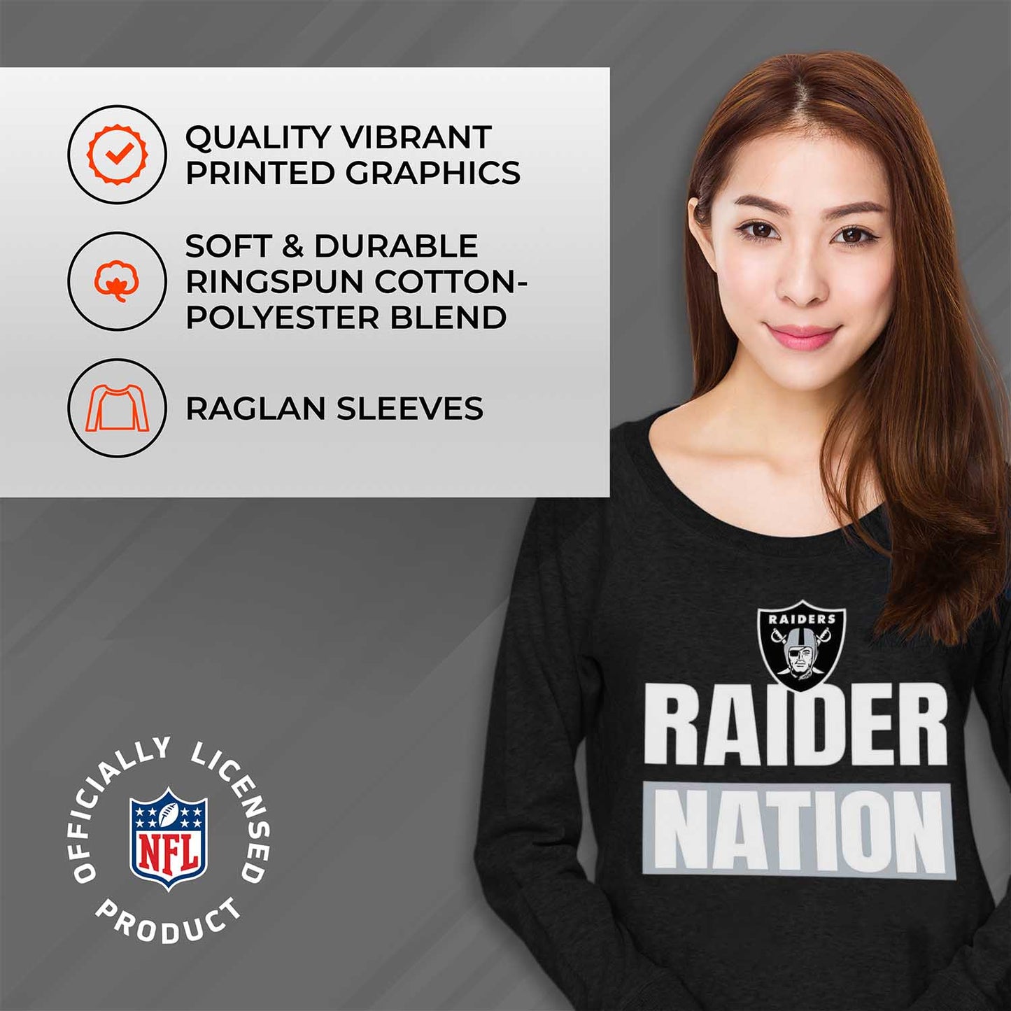 Las Vegas Raiders NFL Womens Plus Size Team Slogan Crew Neck - Black