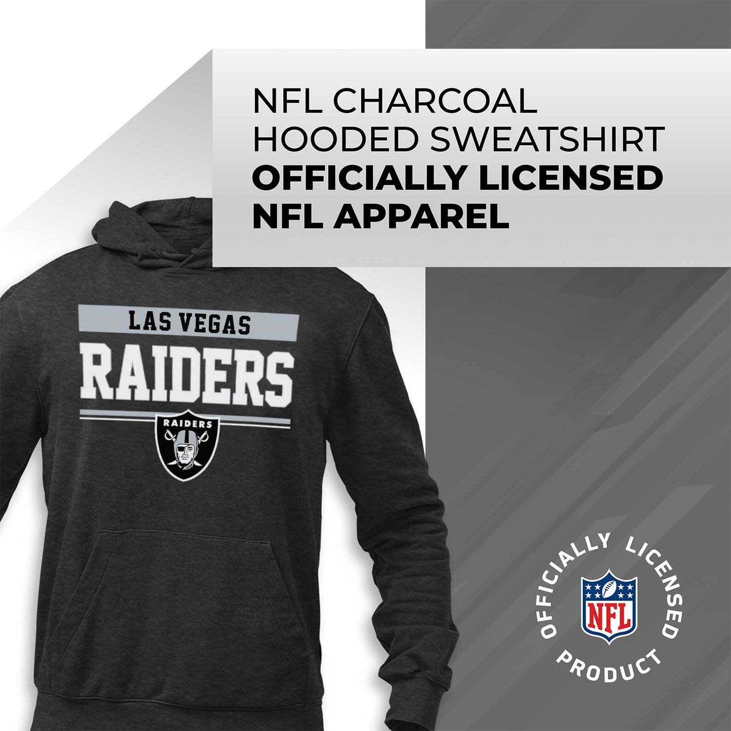 Las Vegas Raiders NFL Adult Gameday Charcoal Hooded Sweatshirt - Charcoal