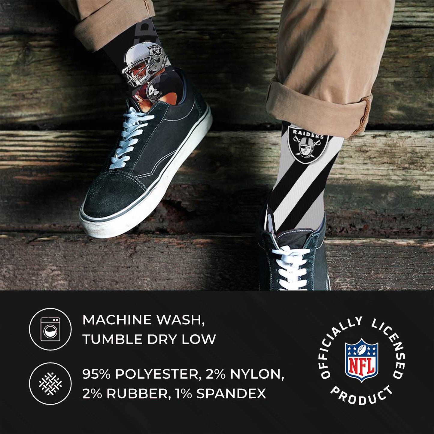Las Vegas Raiders NFL Adult Player Stripe Sock - Black