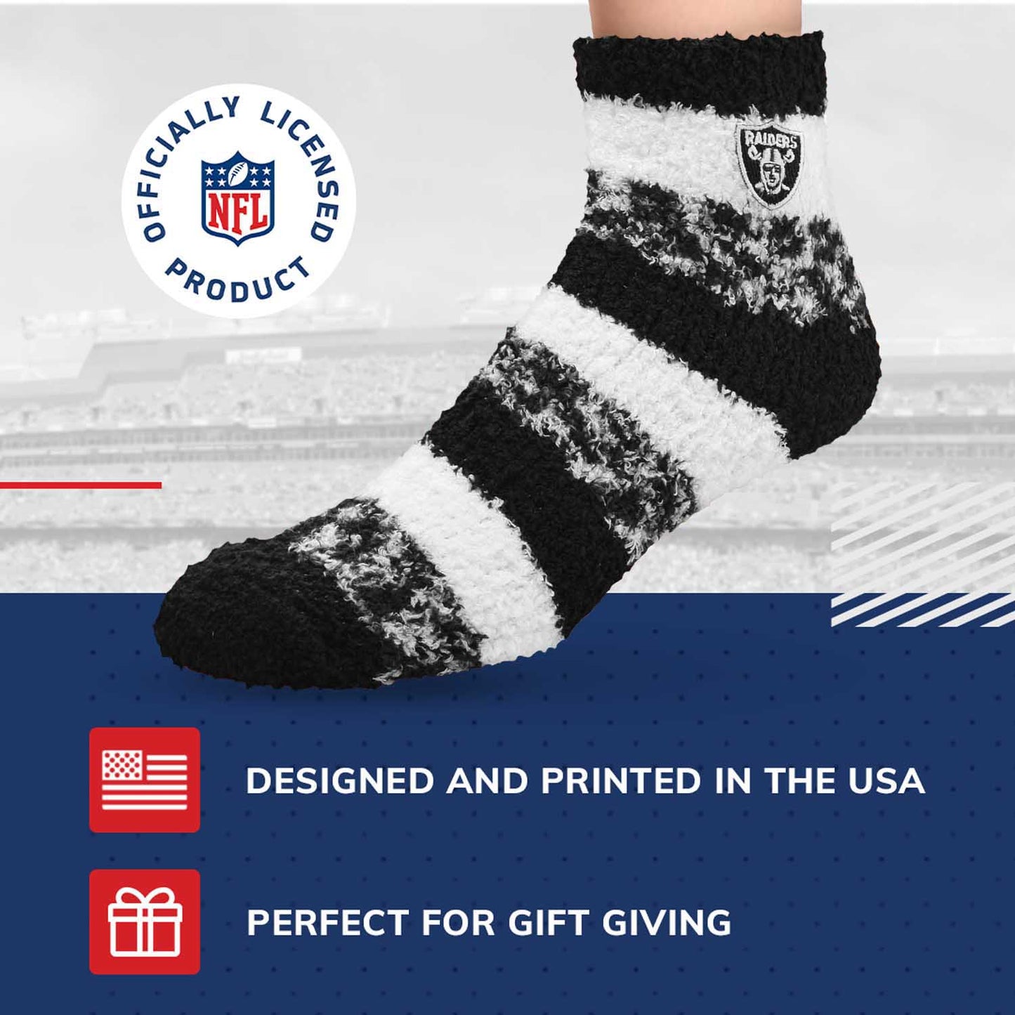 Las Vegas Raiders NFL Cozy Soft Slipper Socks - Black