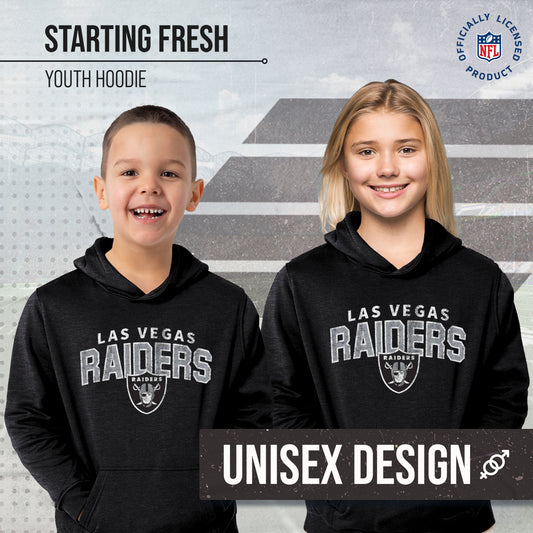 Las Vegas Raiders NFL Youth Starting Fresh Hoodie- Pro Football Sweatshirt for Boys and Girls - Black