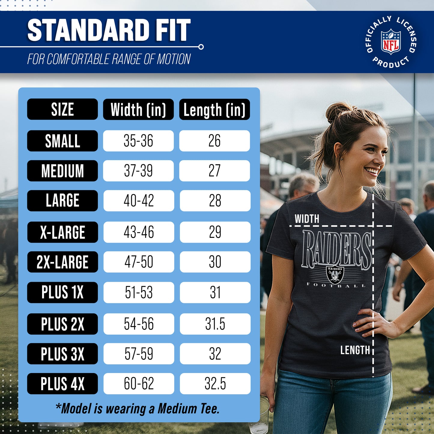 Las Vegas Raiders NFL Womens Overtime Blueprint Tag-Less T-Shirt - Black