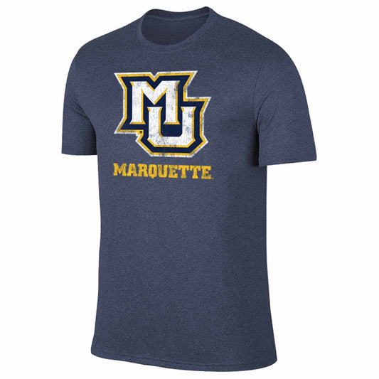 Marquette Golden Eagles Adult MVP Heathered Cotton Blend T-Shirt - Navy