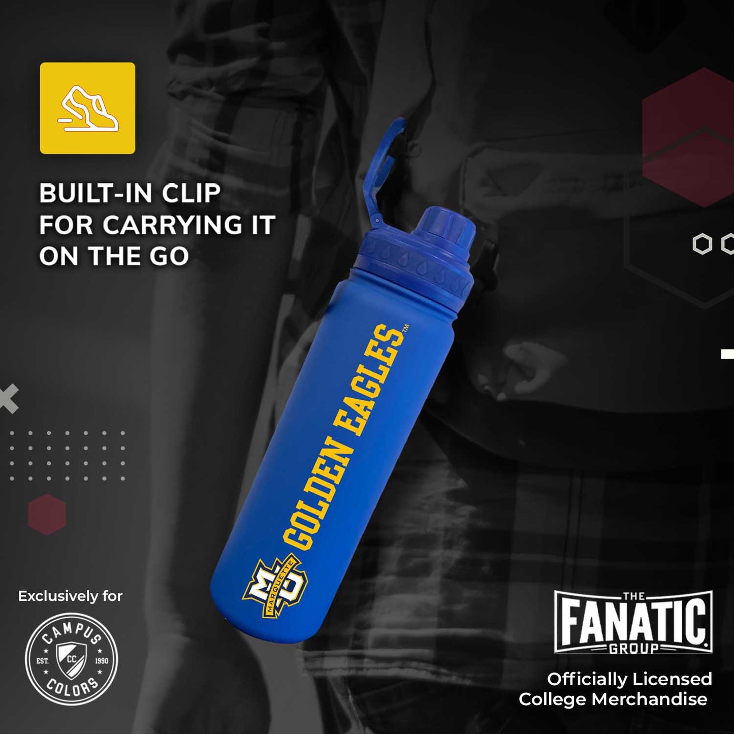 Marquette Golden Eagles NCAA Stainless Steel Water Bottle - Royal