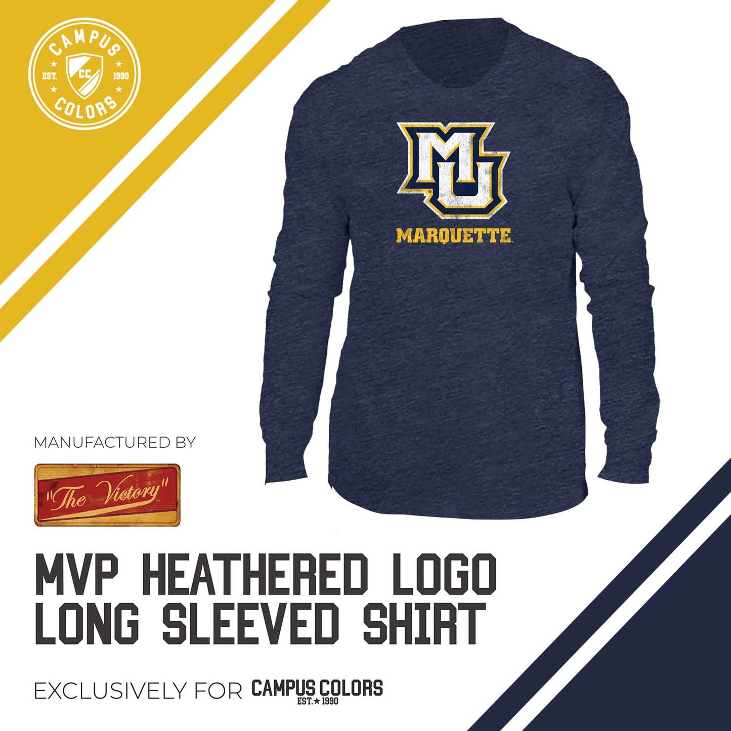 Marquette Golden Eagles NCAA MVP Adult Long-Sleeve Shirt - Navy