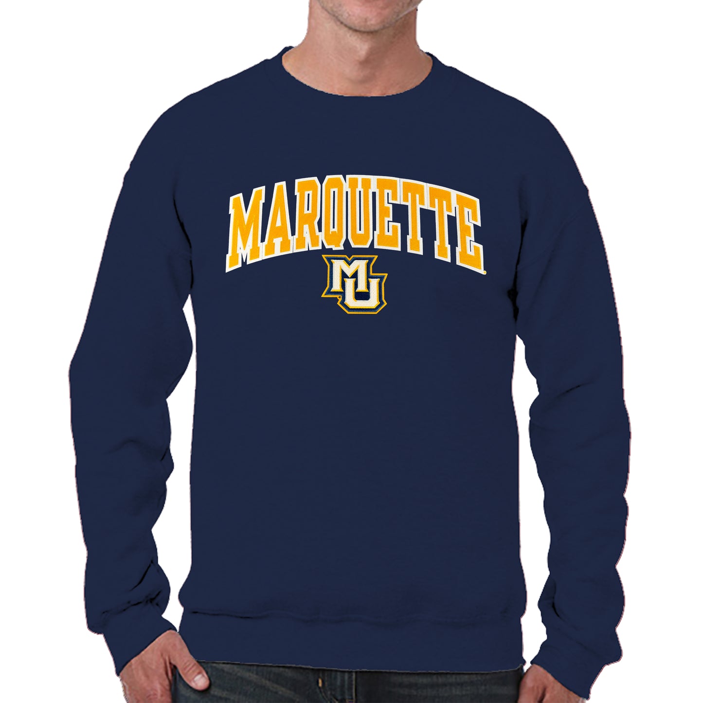 Marquette Golden Eagles NCAA Adult Tackle Twill Crewneck Sweatshirt - Navy