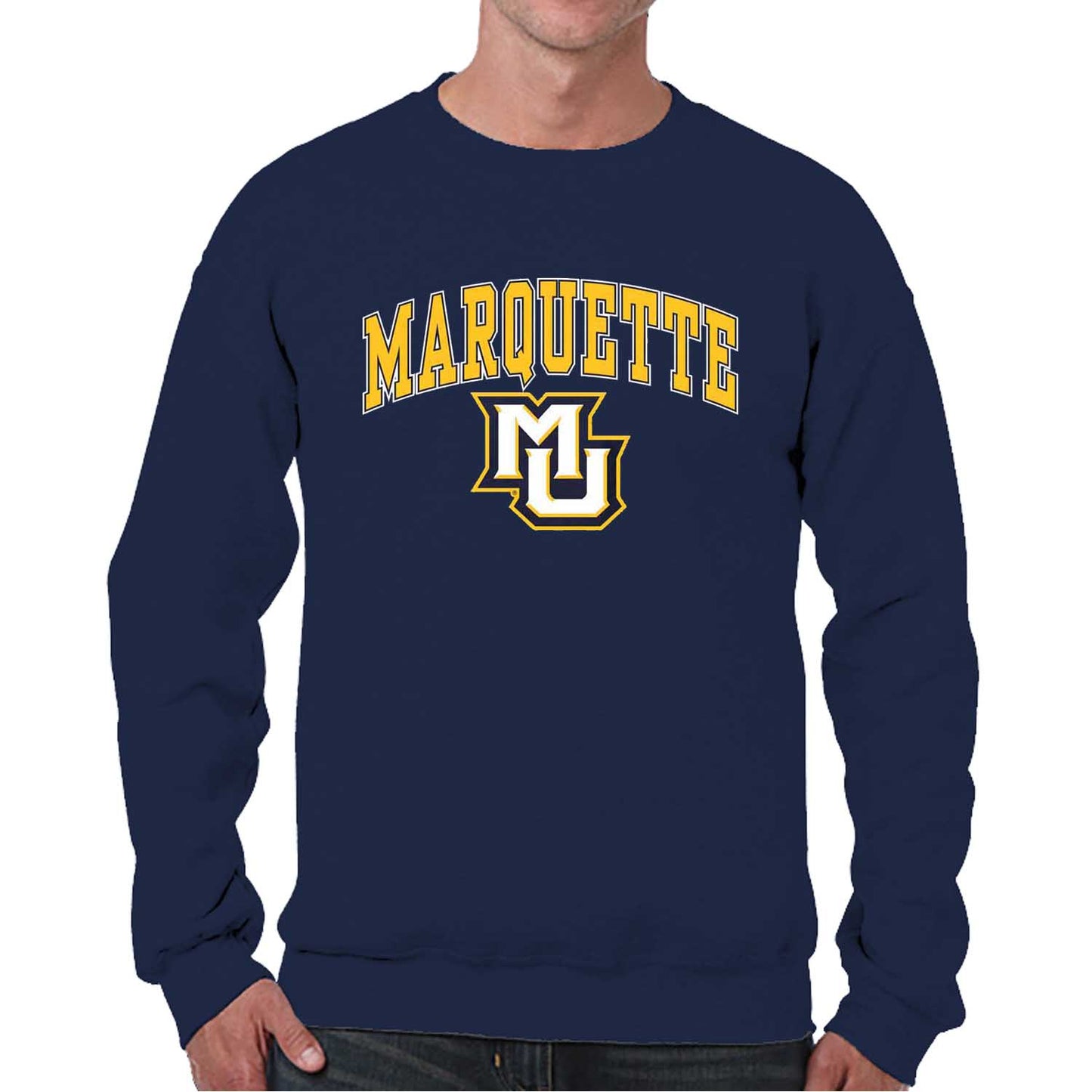 Marquette Golden Eagles Adult Arch & Logo Soft Style Gameday Crewneck Sweatshirt - Navy