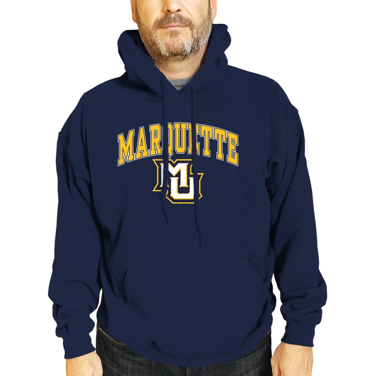 Marquette Golden Eagles Adult Arch & Logo Soft Style Gameday Hooded Sweatshirt - Navy