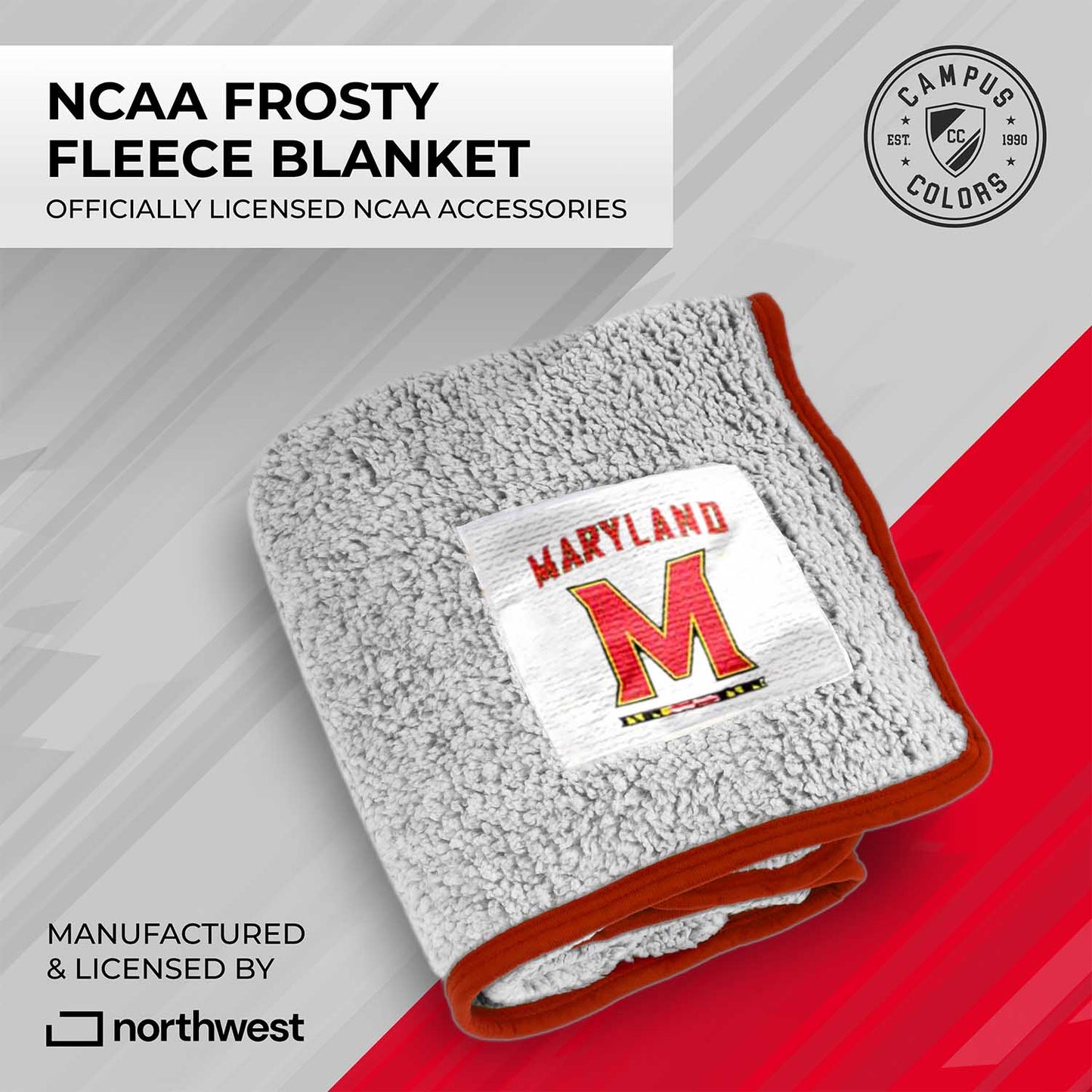 Maryland Terrapins NCAA Silk Sherpa College Throw Blanket - Red