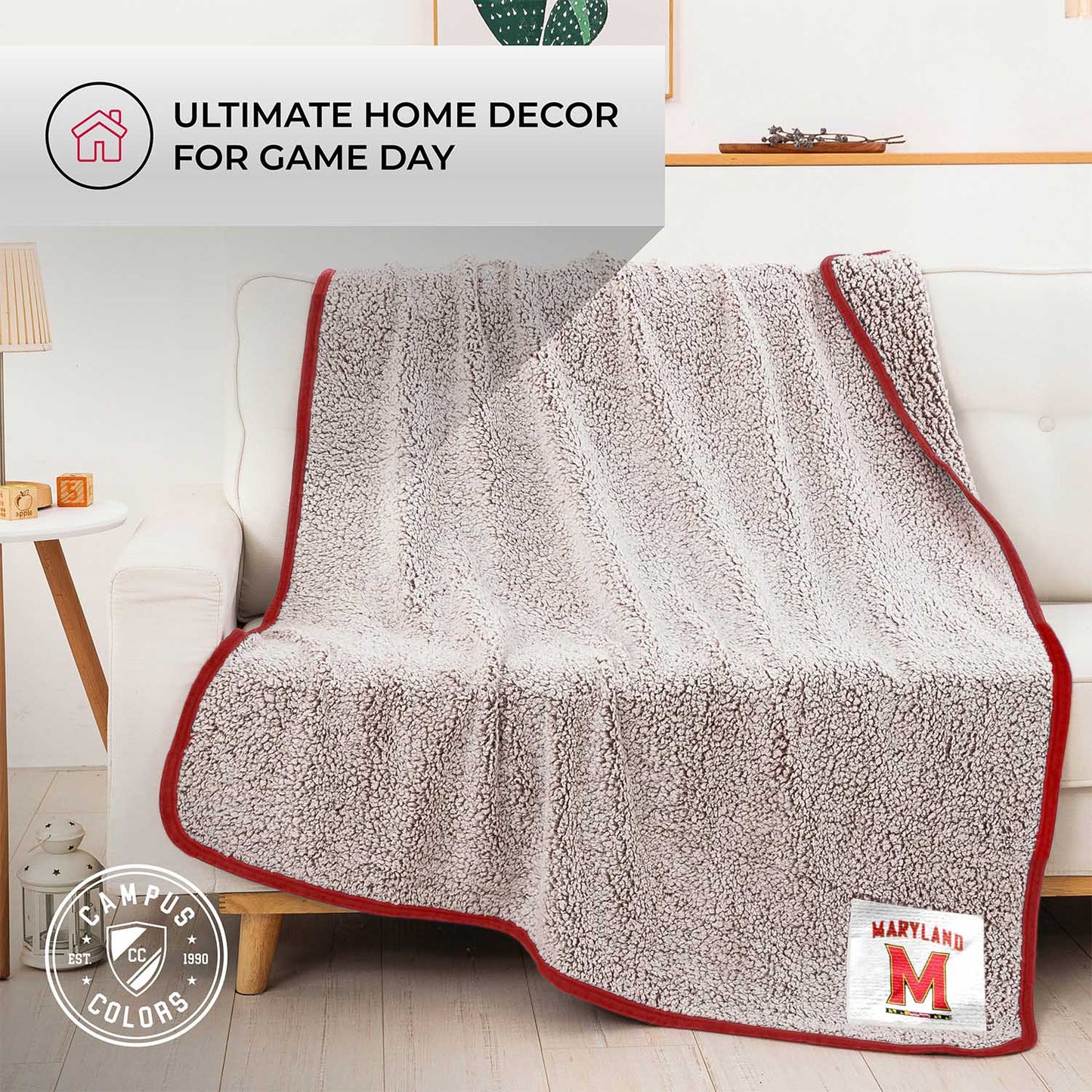Maryland Terrapins NCAA Silk Sherpa College Throw Blanket - Red