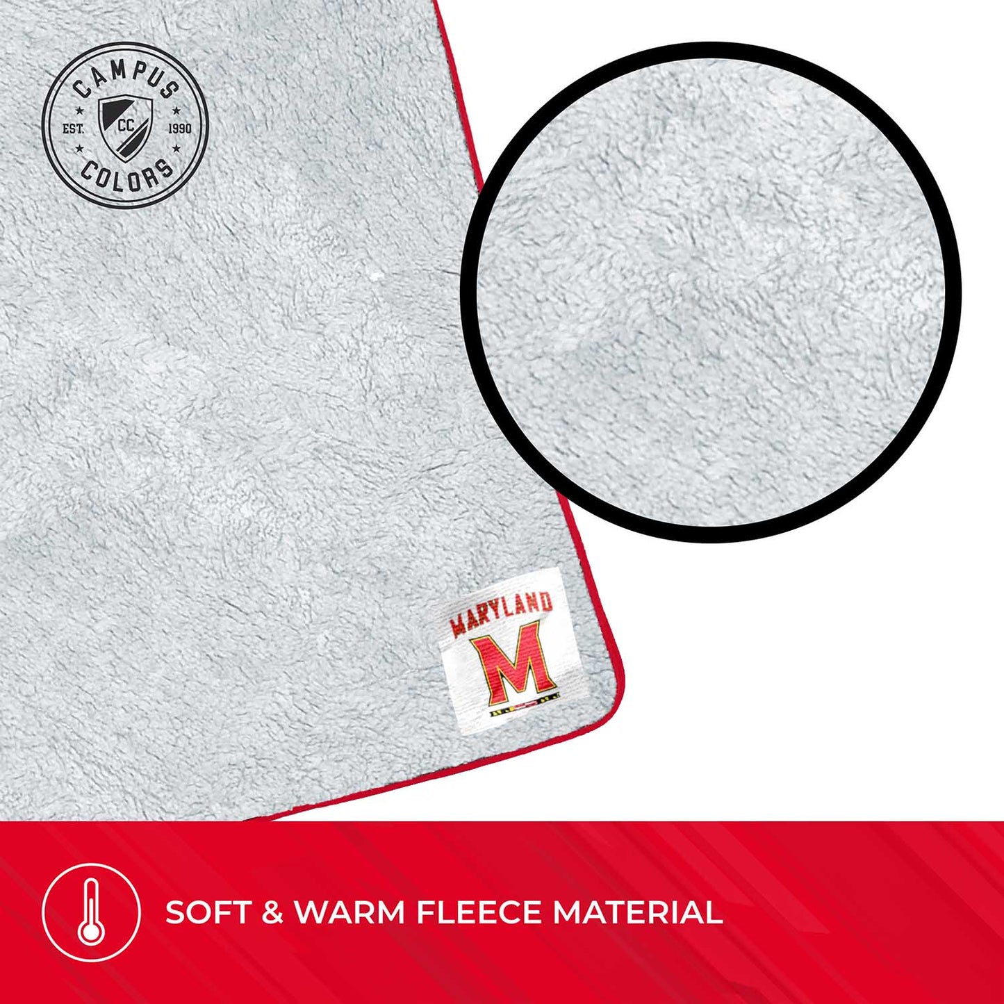 Maryland Terrapins NCAA Silk Sherpa College Throw Blanket - Red