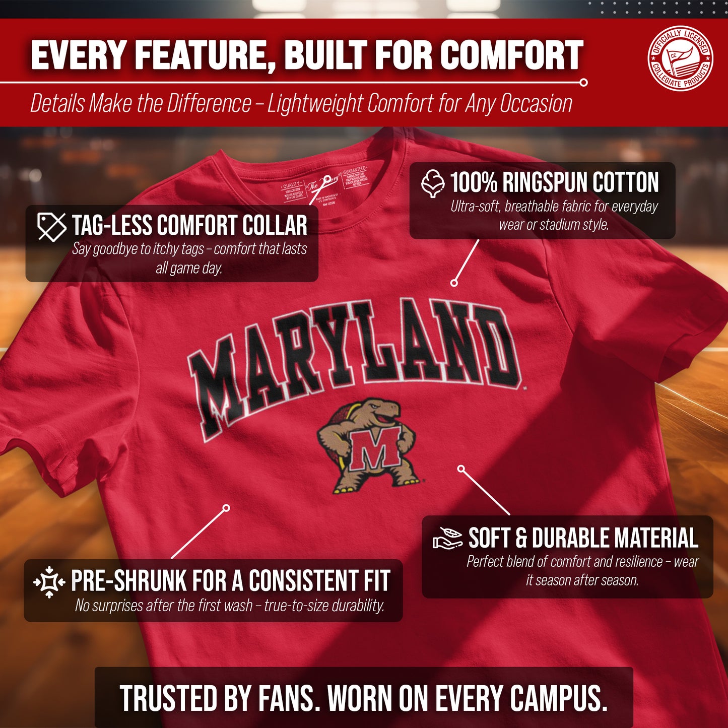 Maryland Terrapins NCAA Adult Gameday Cotton T-Shirt - Red