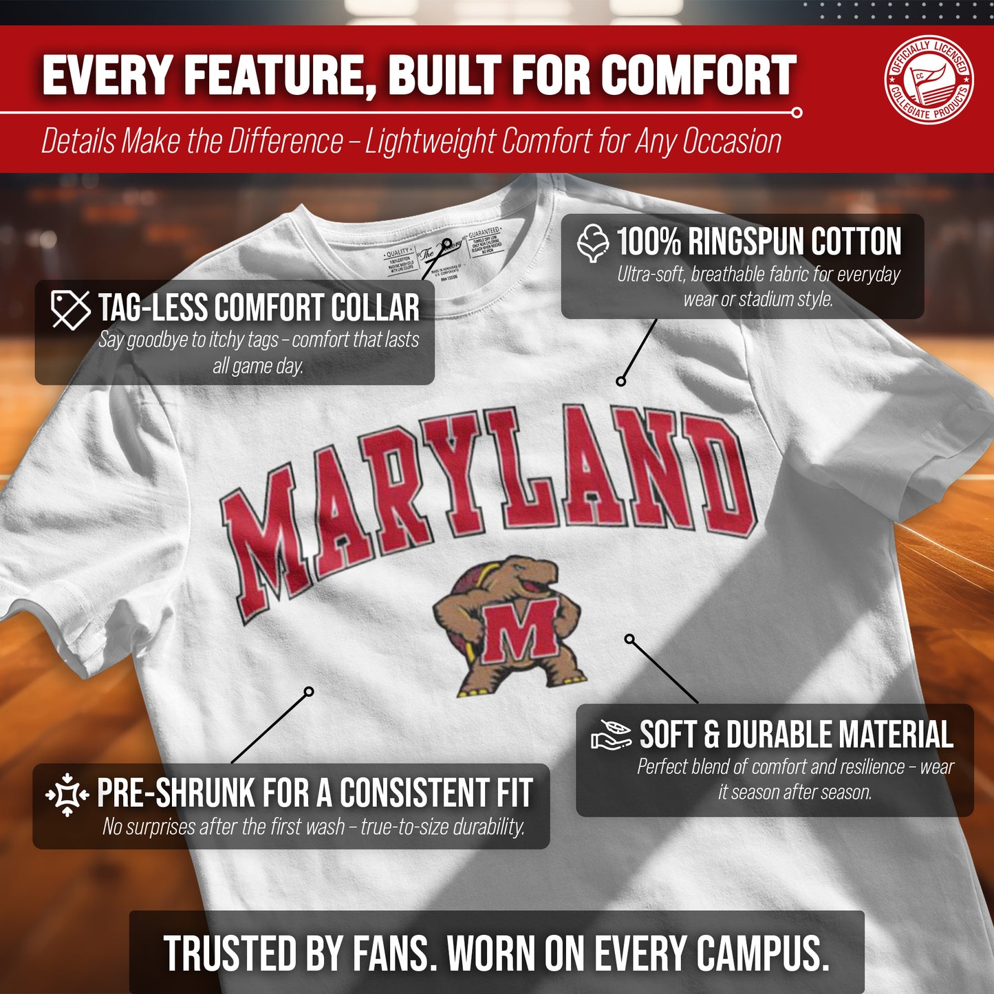 Maryland Terrapins NCAA Adult Gameday Cotton T-Shirt - White