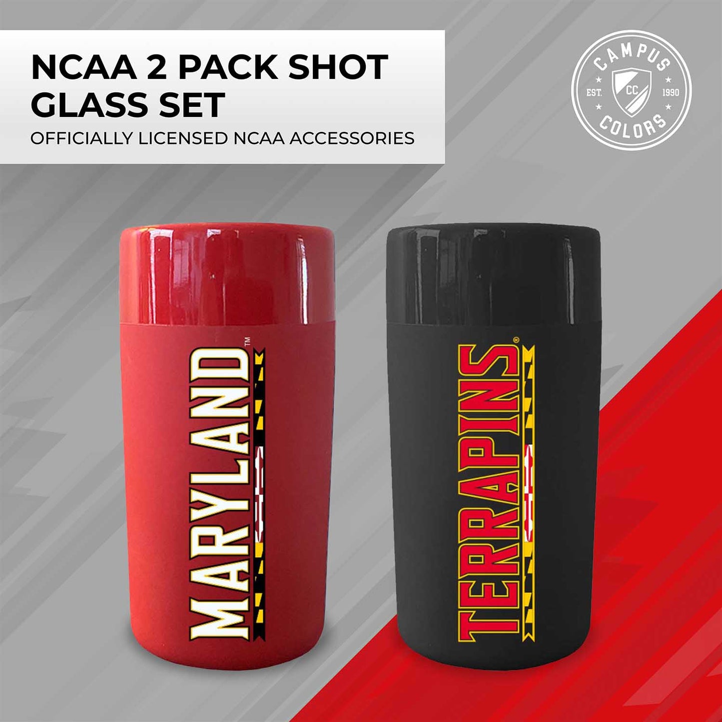 Maryland Terrapins College and University 2-Pack Shot Glasses - Team Color