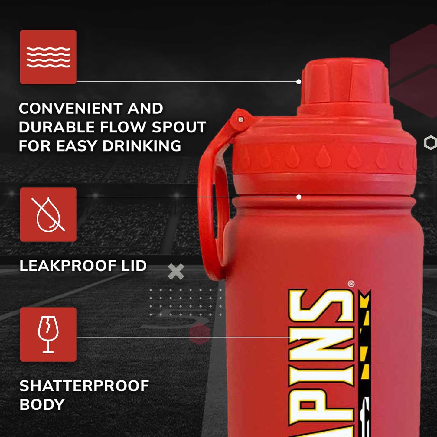 Maryland Terrapins NCAA Stainless Steel Water Bottle - Red