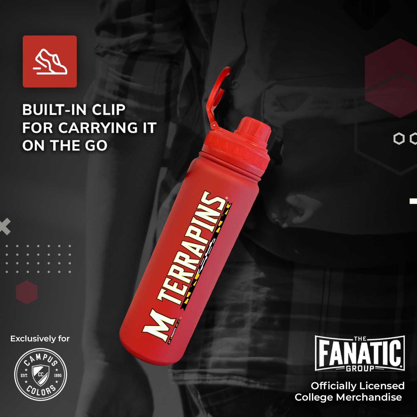 Maryland Terrapins NCAA Stainless Steel Water Bottle - Red