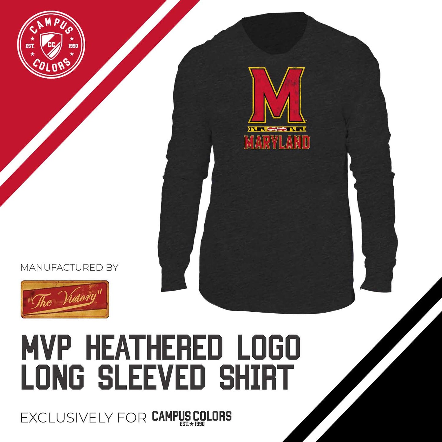 Maryland Terrapins NCAA MVP Adult Long-Sleeve Shirt - Black
