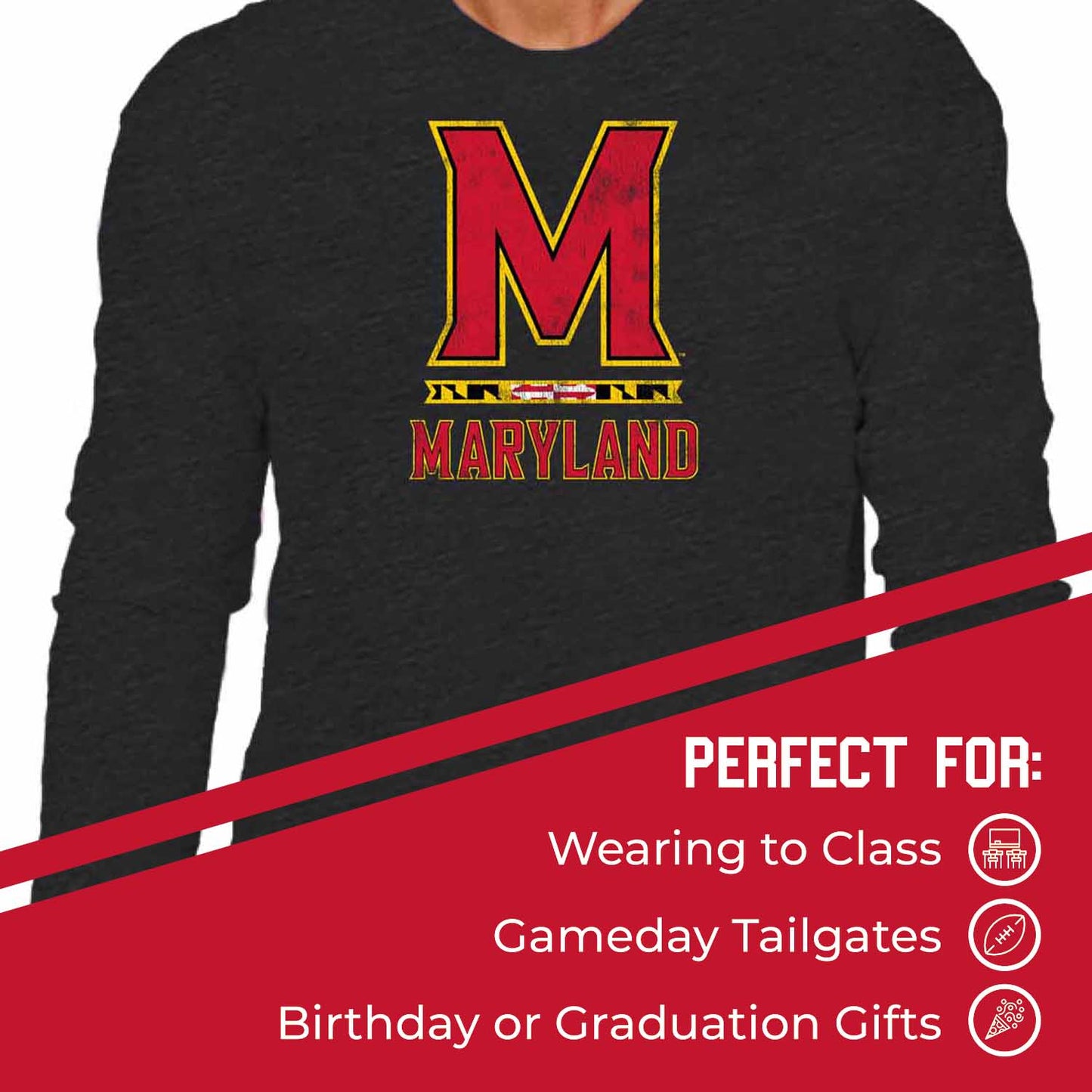 Maryland Terrapins NCAA MVP Adult Long-Sleeve Shirt - Black