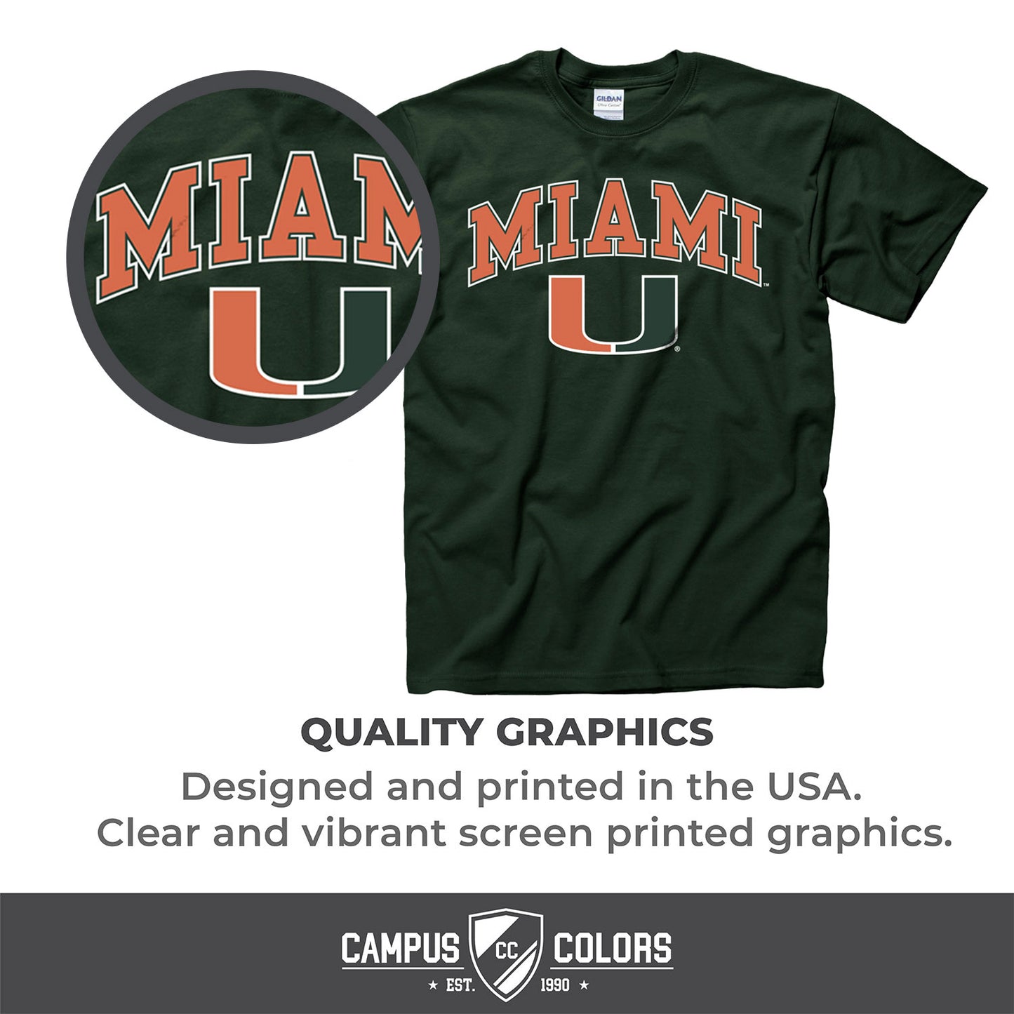 Miami Hurricanes NCAA Adult Gameday Cotton T-Shirt - Green