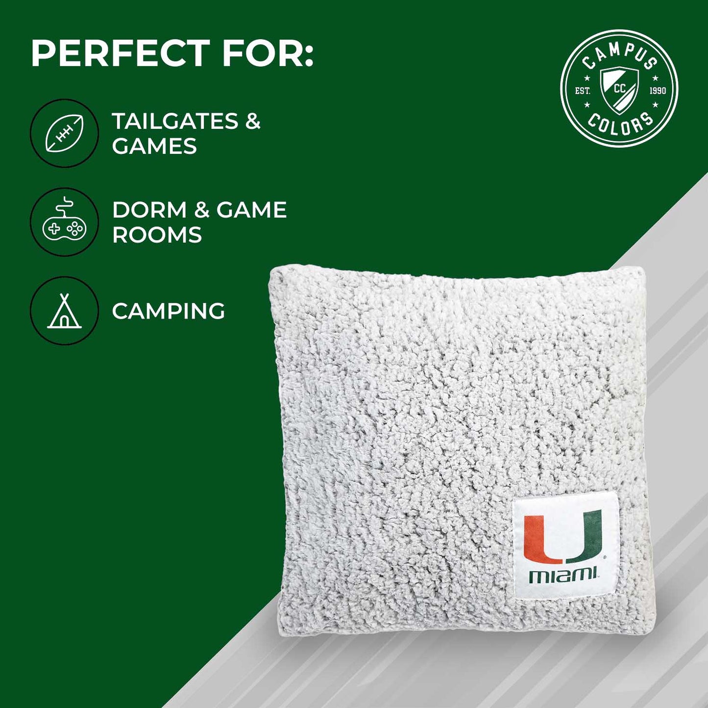 Miami Hurricanes Two Tone Sherpa Throw Pillow - Team Color