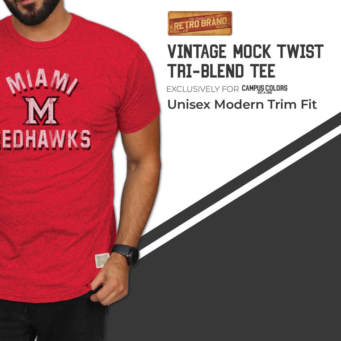 Miami Redhawks Adult College Team Color T-Shirt - Red