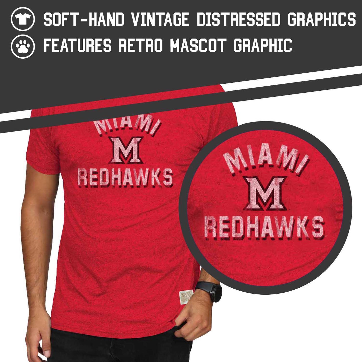 Miami Redhawks Adult College Team Color T-Shirt - Red