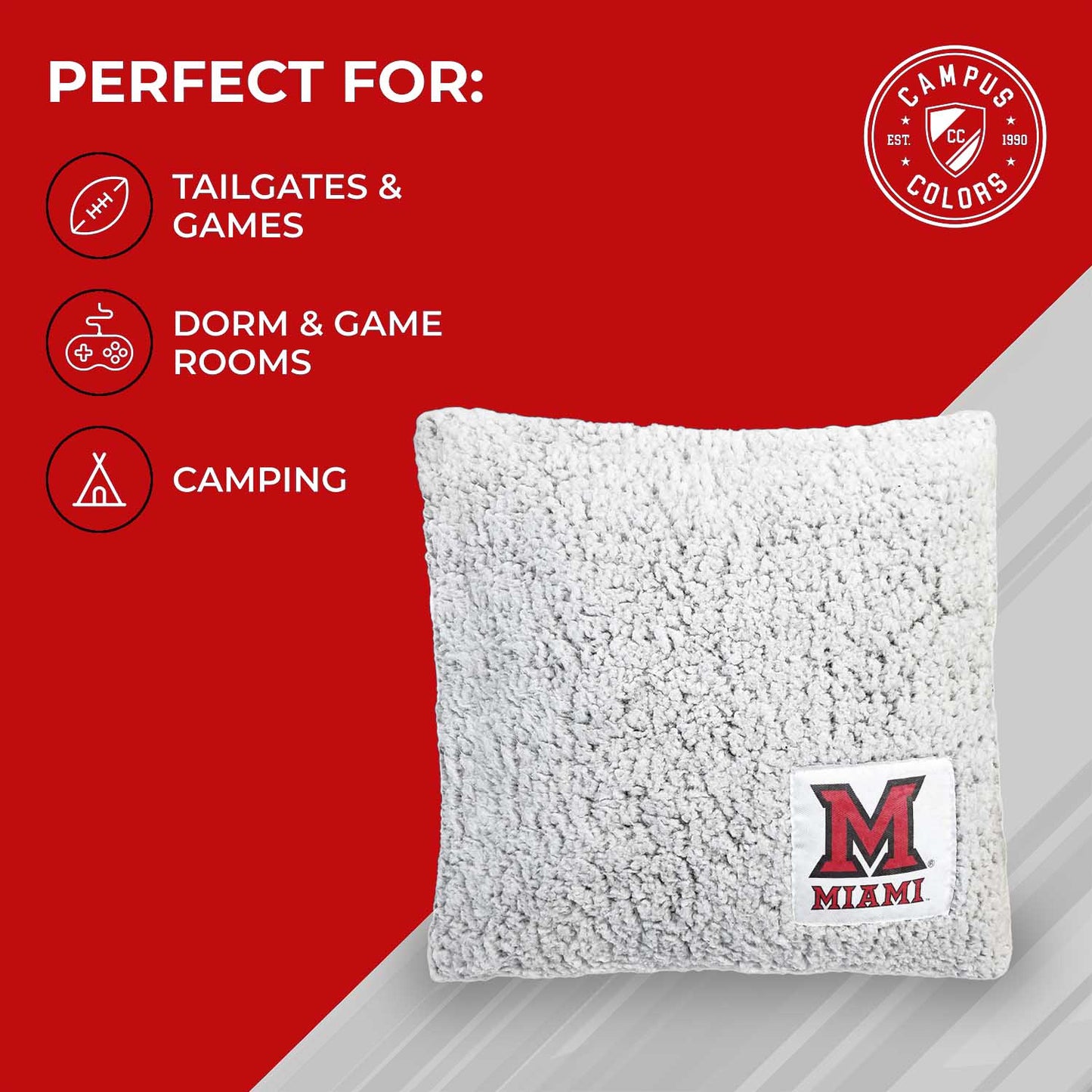 Miami Redhawks Two Tone Sherpa Throw Pillow - Team Color