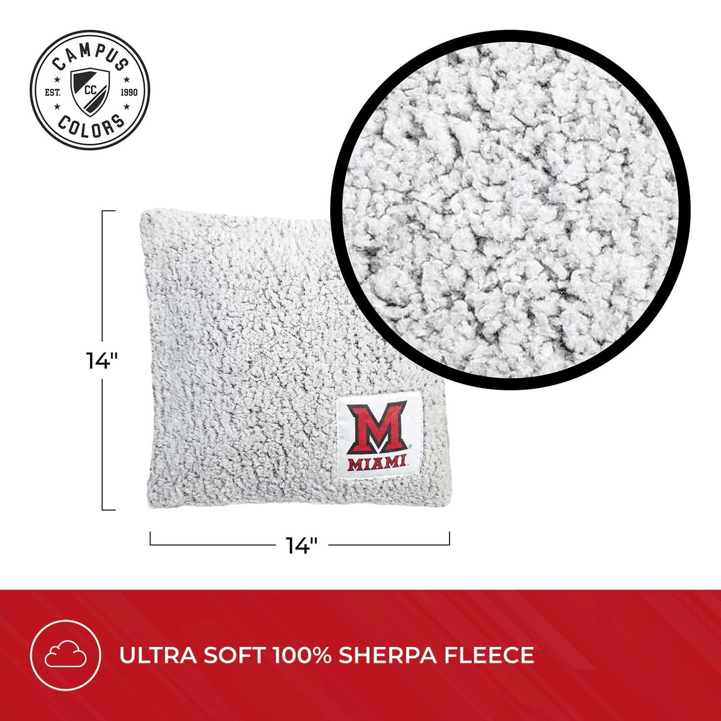 Miami Redhawks Two Tone Sherpa Throw Pillow - Team Color