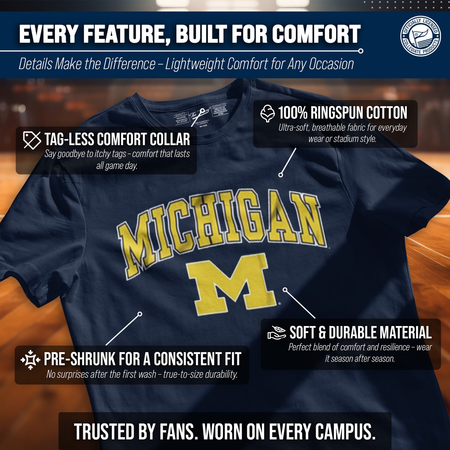 Michigan Wolverines NCAA Adult Gameday Cotton T-Shirt - Navy