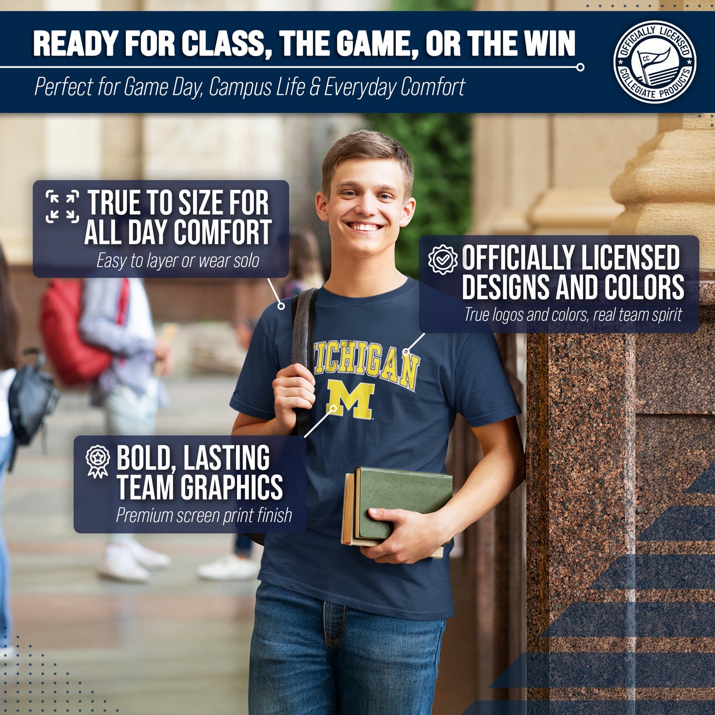Michigan Wolverines NCAA Adult Gameday Cotton T-Shirt - Navy