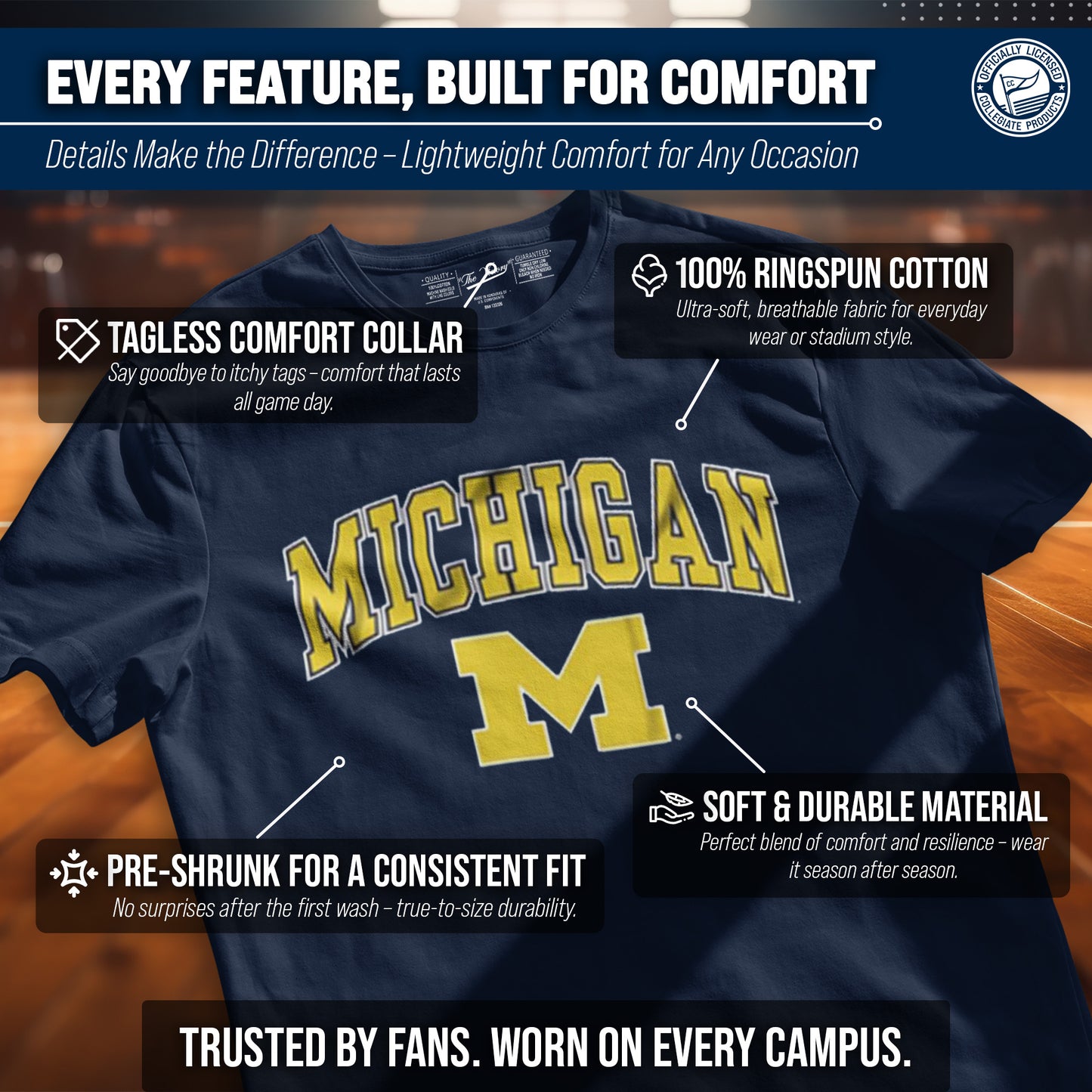 Michigan Wolverines NCAA Adult Gameday Cotton T-Shirt - Navy