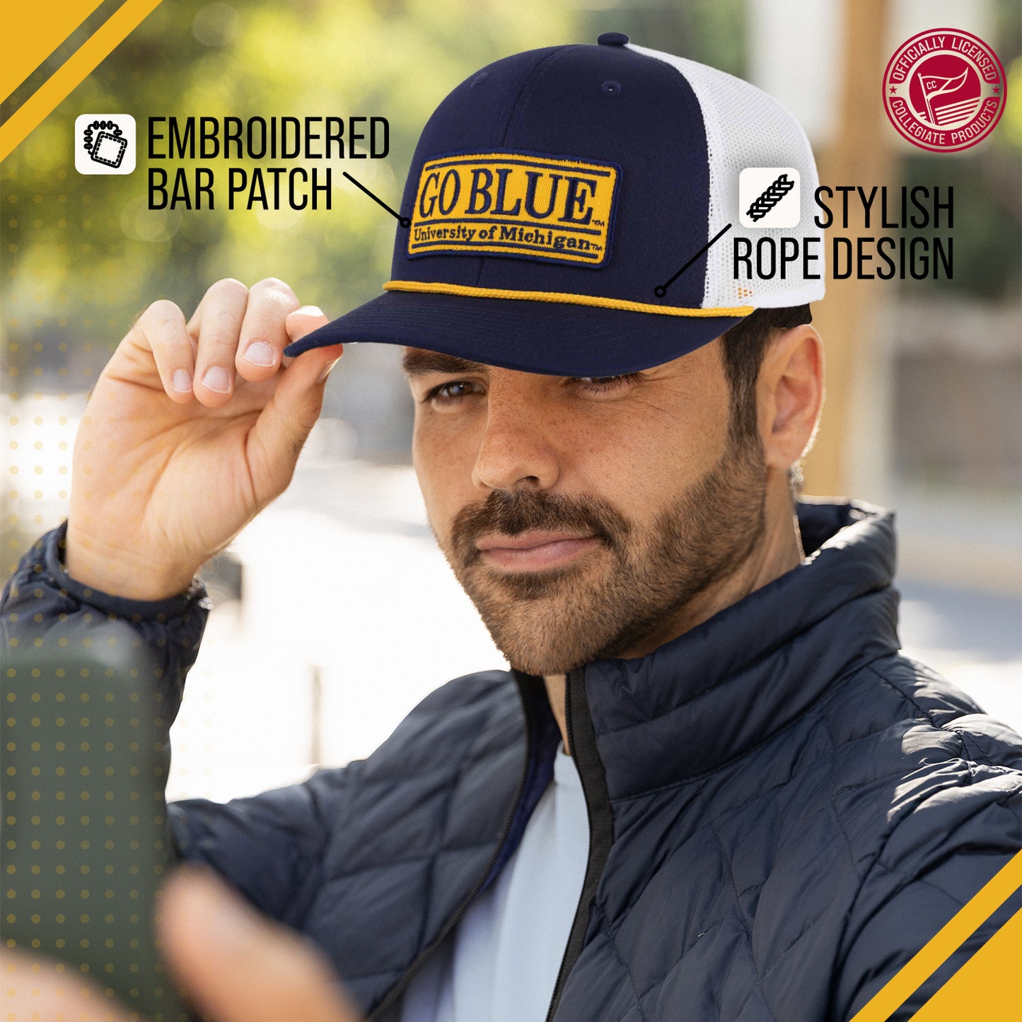 Michigan Wolverines NCAA Adult Elite Everyday Adjustable Mesh Trucker Hat - Navy