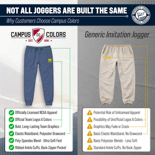 Michigan Wolverines NCAA Men’s University Cloud Jersey Performance Jogger Pants with Drawstring Waistband - Navy Heather