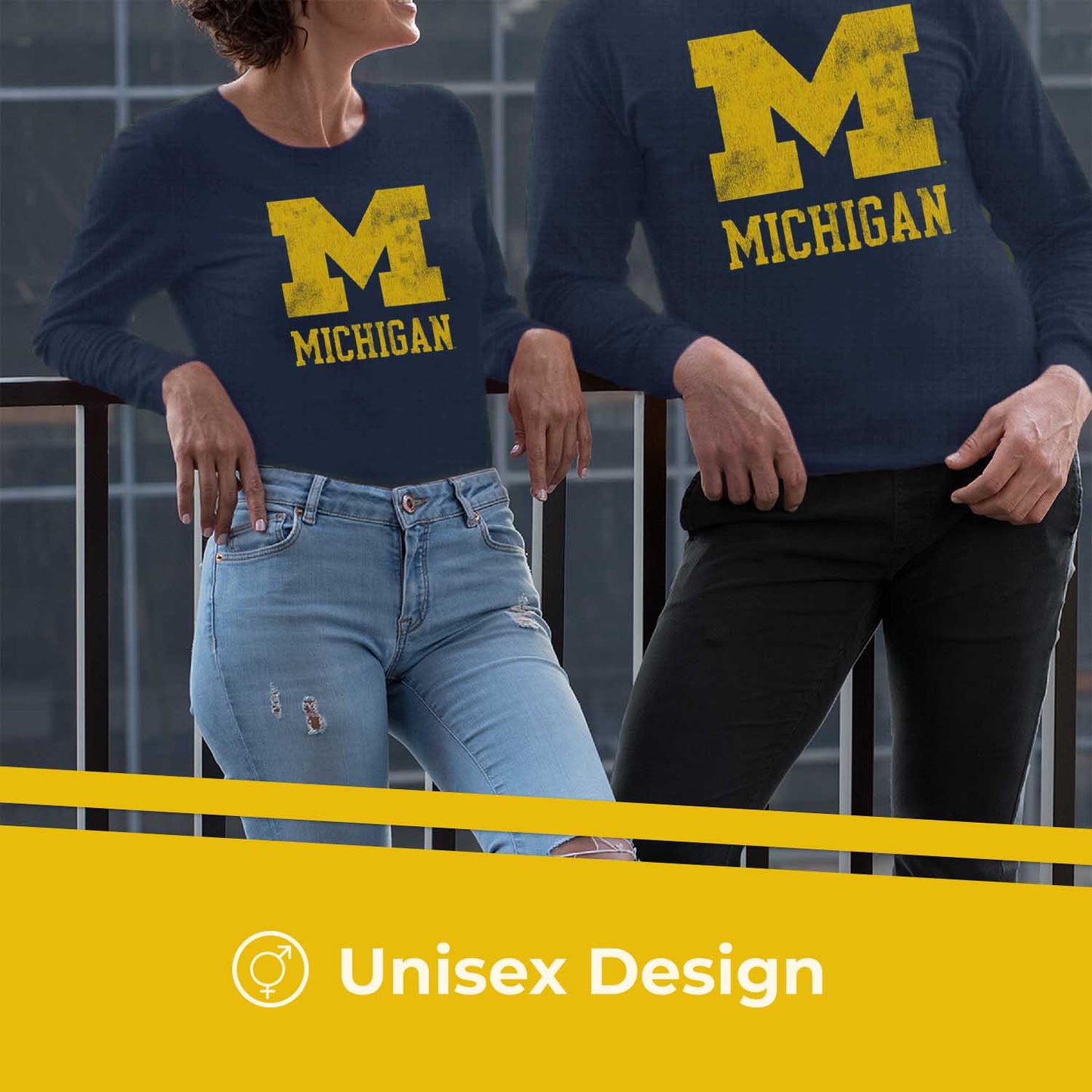 Michigan Wolverines NCAA MVP Adult Long-Sleeve Shirt - Navy