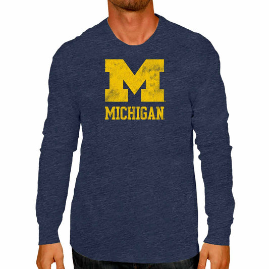 Michigan Wolverines NCAA MVP Adult Long-Sleeve Shirt - Navy