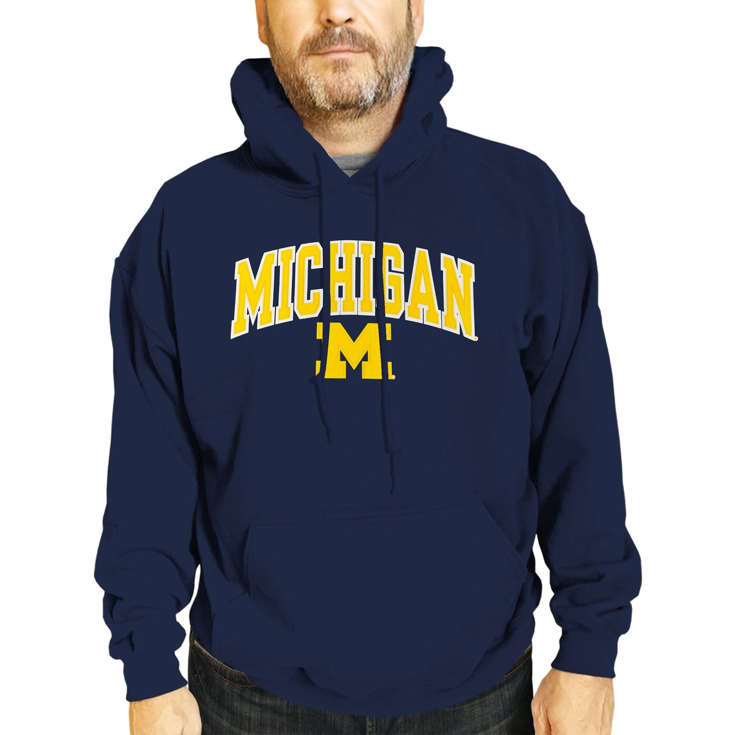 Michigan Wolverines NCAA Adult Tackle Twill Hooded Sweatshirt - Navy
