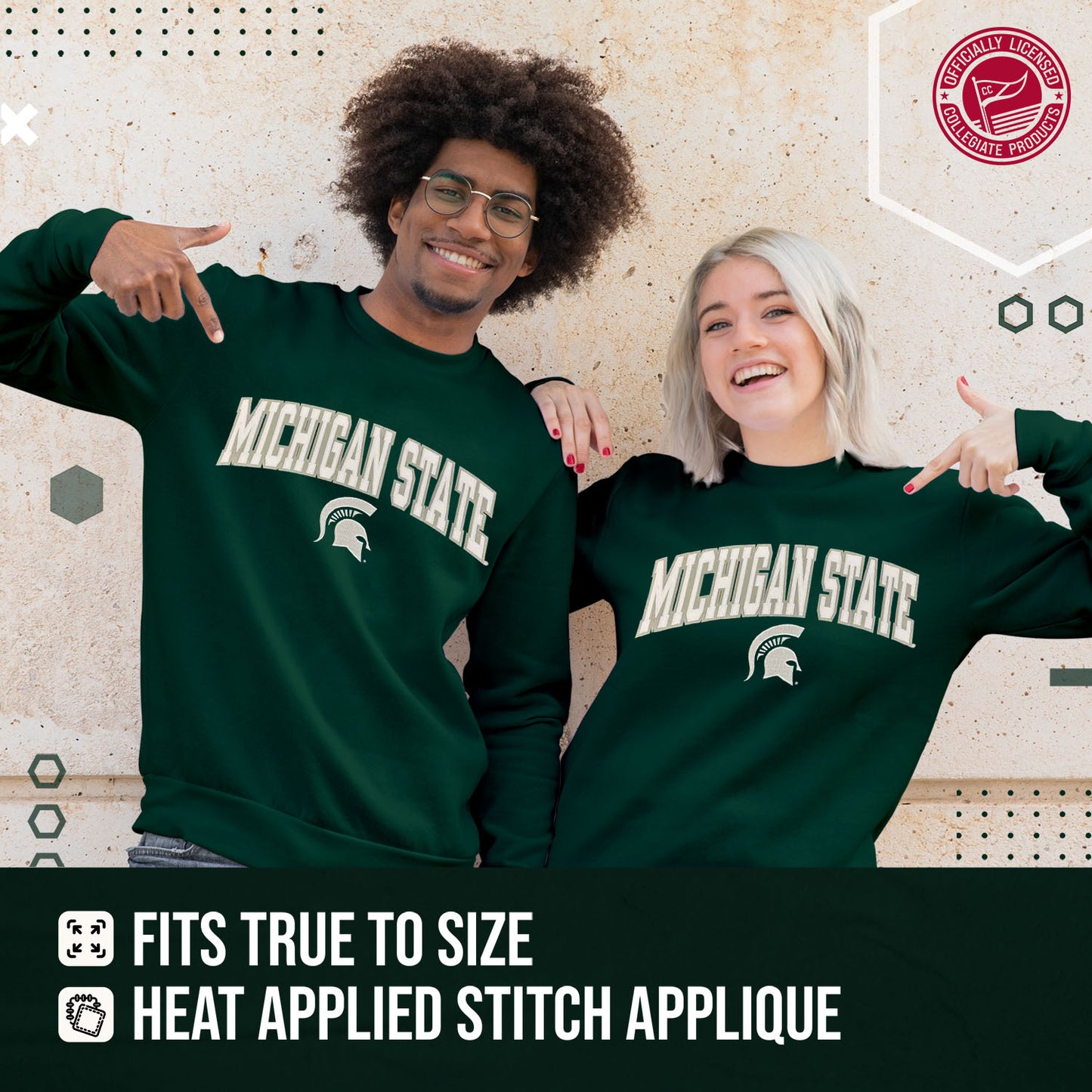 Michigan State Spartans NCAA Adult Tackle Twill Crewneck Sweatshirt - Green
