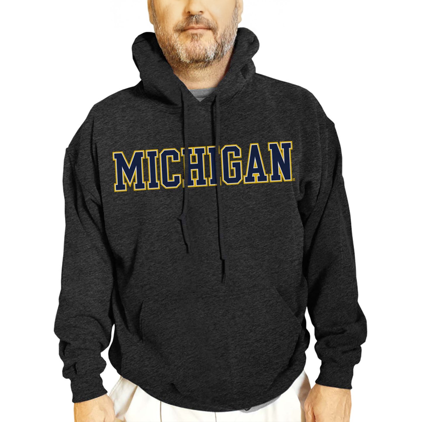 Michigan Wolverines NCAA Adult Cotton Blend Charcoal Hooded Sweatshirt - Charcoal