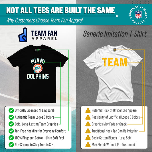 Miami Dolphins NFL Adult Retro Gameday Unisex T-Shirt - Black