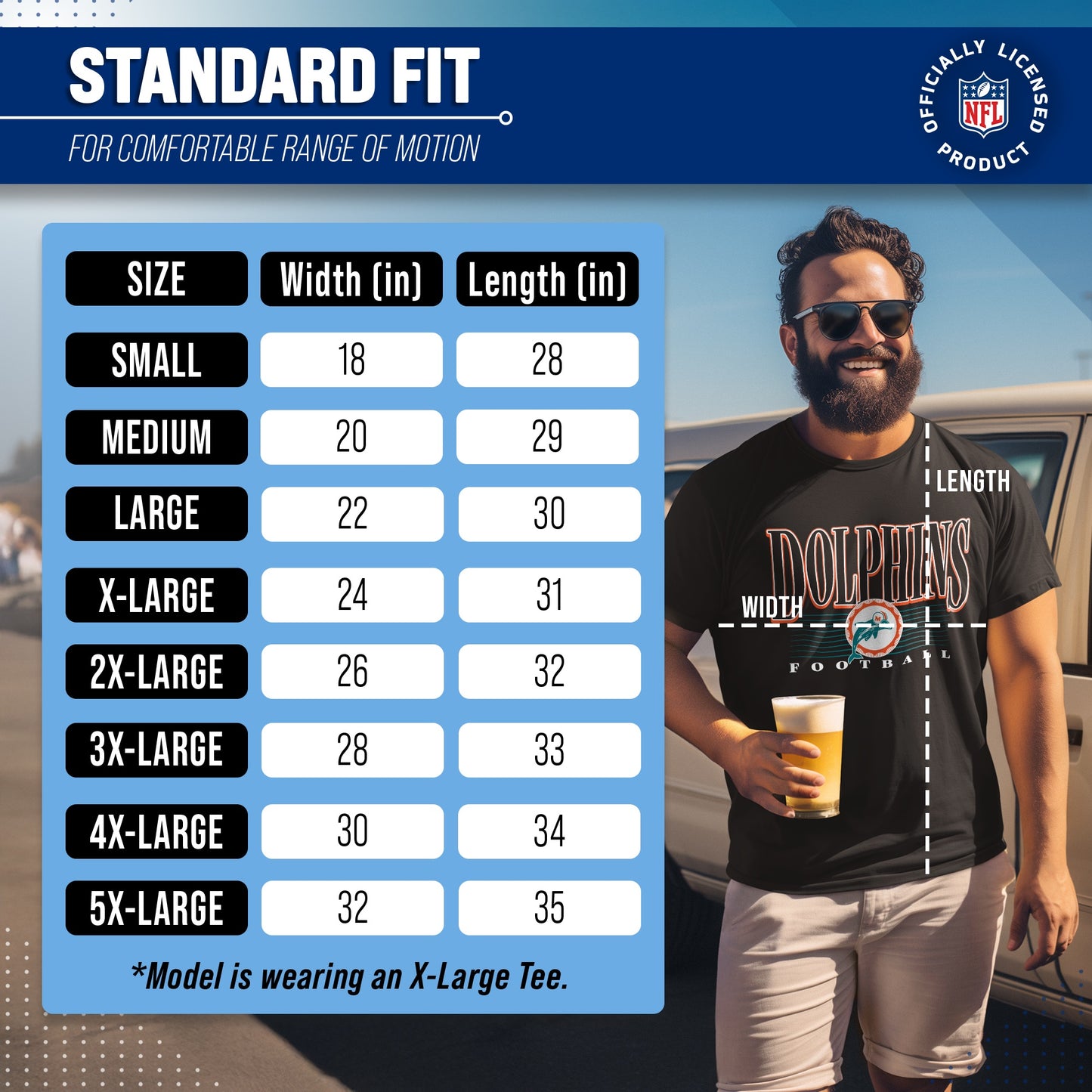 Miami Dolphins NFL Adult Overtime Blueprint Tag-Less T-Shirt - Black